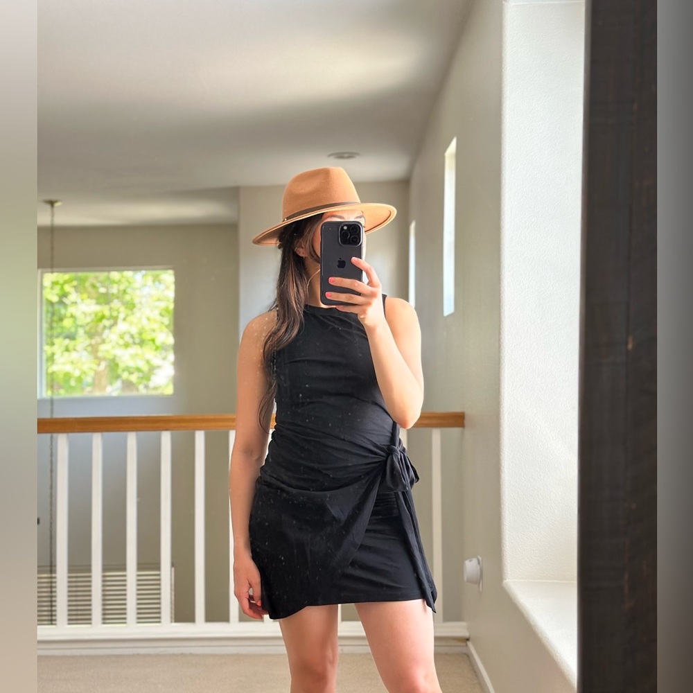 Free People Wythe Leather Band Felt Hat EUC Caramel